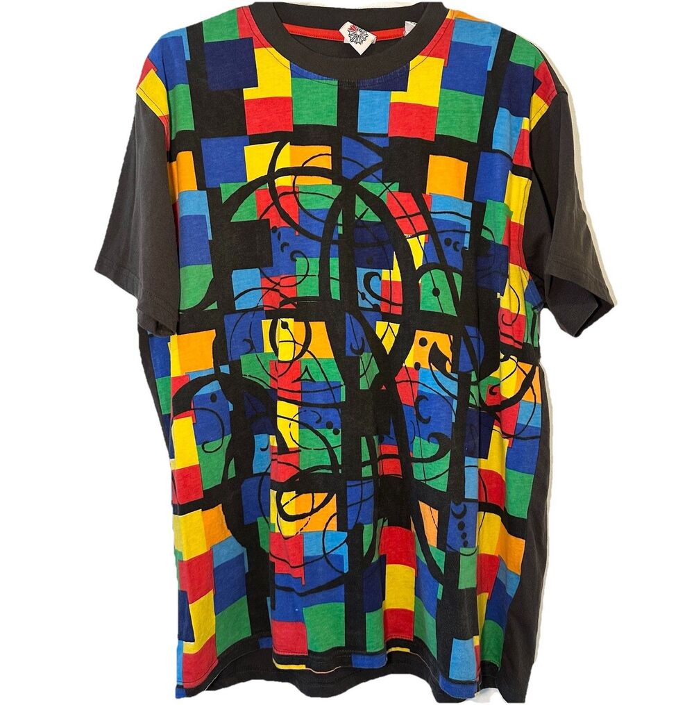 Reebok Classic Graphic Tee XXL Retro Color Block Abstract Streetwear